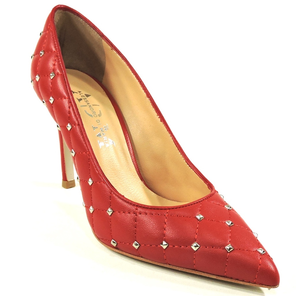 RED LEATHER FASHION PAMPS - Picture 3 of 8